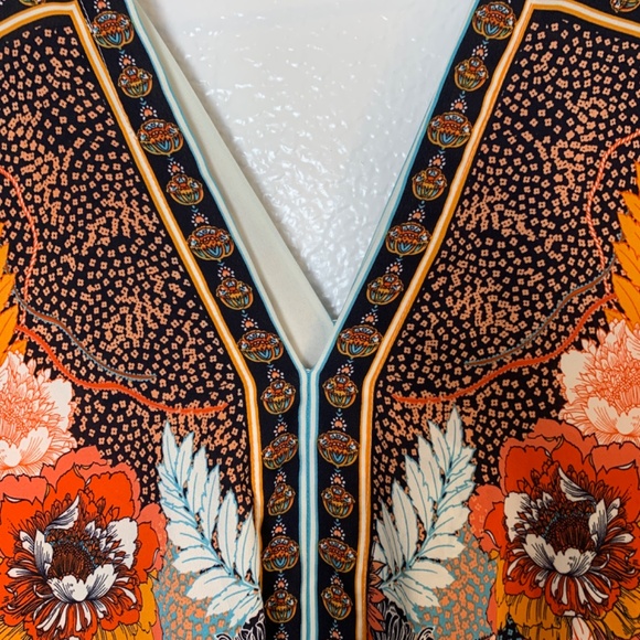 Rose + Olive Tunic Top 1X Floral Print V-Neck Blouse Dolman Sleeve Boho Flowy - Picture 12 of 16